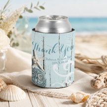 Elegantes Holz BLue Seashells Beach Wedding