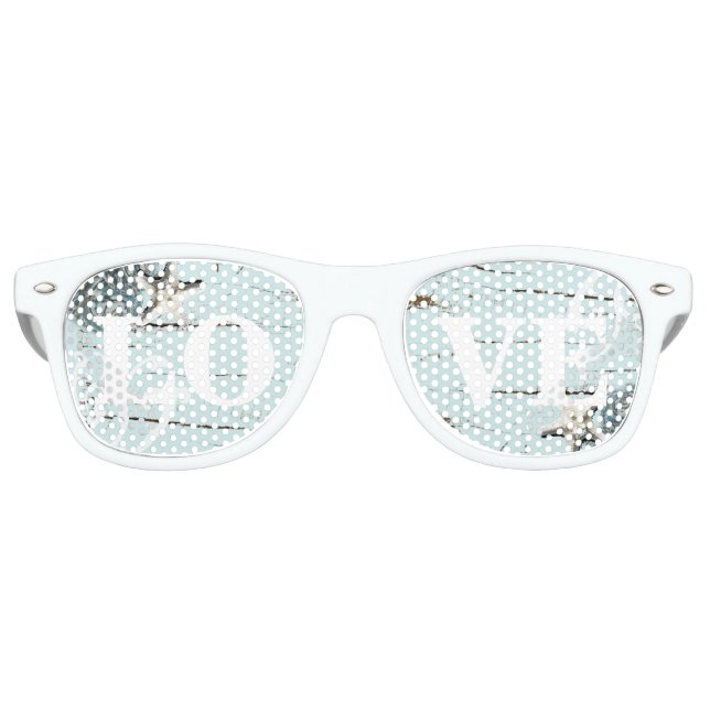 Elegantes Holz BLue Seashells Beach Wedding Partybrille (Vorderseite)