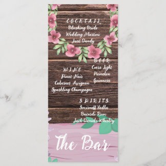 Elegantes Holz Die Bar Wedding Drinks Menü Karte