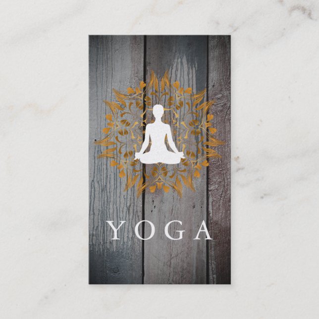 Elegantes Holz Mandala Logo Yoga Healing Health Bu Visitenkarte (Vorderseite)