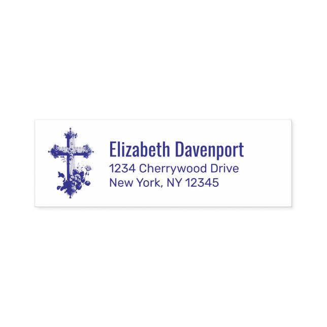 Elegantes Holzkreuz mit Hübschen Blume Permastempel (Design)