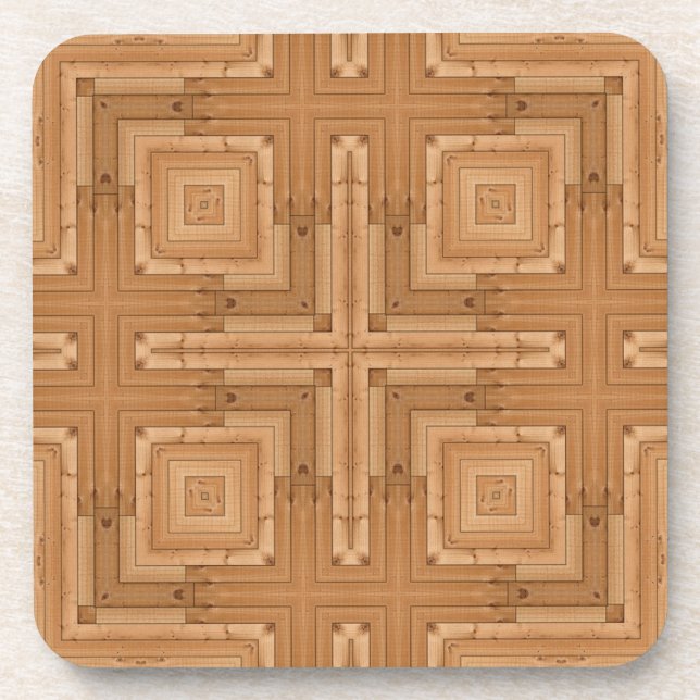 Elegantes Holzmuster Getränkeuntersetzer (Vorderseite)