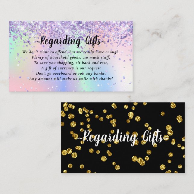 Elegantes Honeymoon Fund Brautparty oder Hochzeit Begleitkarte (Vorne/Hinten)