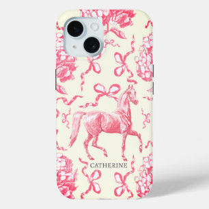 Elegantes Horse Hydrangea Bows Red White mit Namen Case-Mate iPhone Hülle