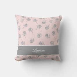 Elegantes Hortensien-Blütenmuster in Rosa Kissen