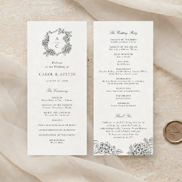 Elegantes Hortensien-Wappen-Hochzeitsprogramm Programm