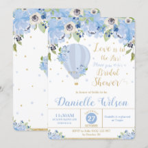 Elegantes Hot Air Ballon Blue Floral Brautparty