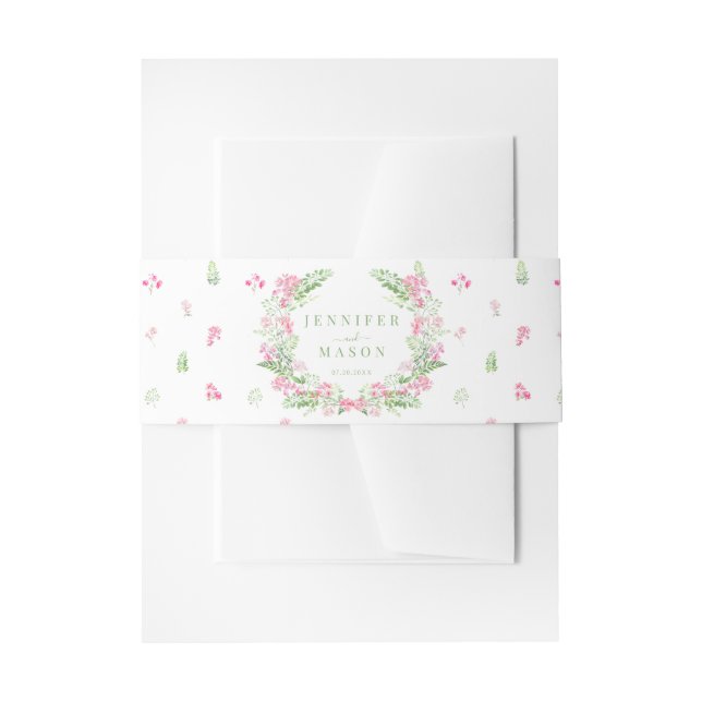 Elegantes Hot Pink Blumenreath Einladung Einladungsbanderole (Vorderseite Beispiel)