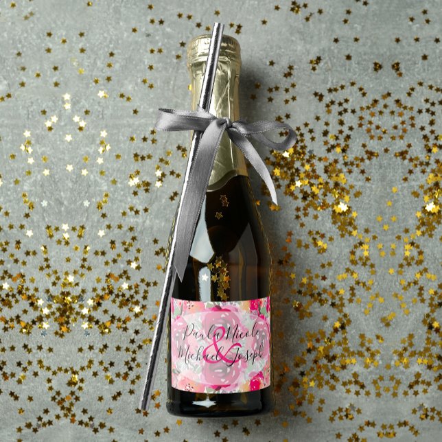 Elegantes Hot Pink Floral Wasserfarbe Mini (Von Creator hochgeladen)