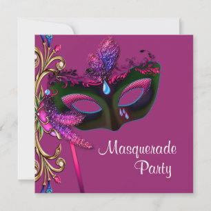 Elegantes Hot Pink Masquerade Party Einladung
