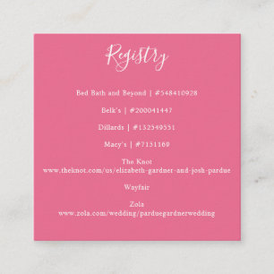 Elegantes Hot Pink Modernes Register Begleitkarte