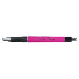 Elegantes Hot Pink Schwarzes Text Geschäftssalon N Kugelschreiber