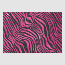 Elegantes Hot Pink und Schwarzer Glitzer Tiger Str Seidenpapier