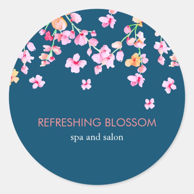 Elegantes Hübsch rosa Blossom Runder Aufkleber (Vorderseite)