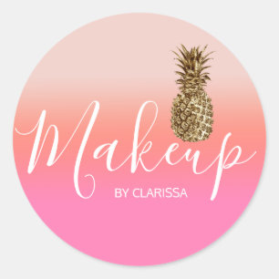 Elegantes hübsches Ananas-Make-up Runder Aufkleber