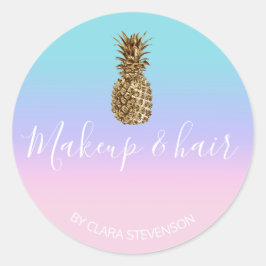 Elegantes hübsches Ananas-Make-up Runder Aufkleber