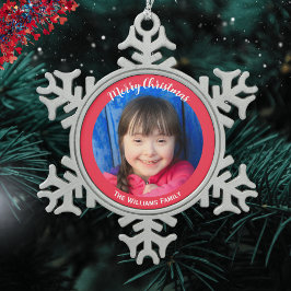Elegantes Hübsches festliches Foto Schneeflocken Zinn-Ornament
