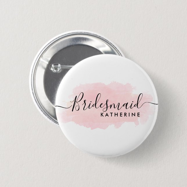 Elegantes hübsches Küken-Rosa-Aquarellmädchen Button (Vorne & Hinten)
