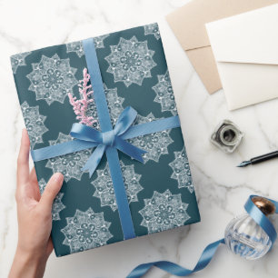 Elegantes hübsches Mädchen dunkelgrünes Mandala-Mu Geschenkpapier