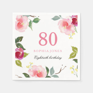 Elegantes hübsches rosa Blumen80. Serviette