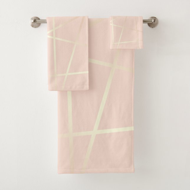 Elegantes hübsches Rosengold u. erröten rosa Badhandtuch Set (Insitu)
