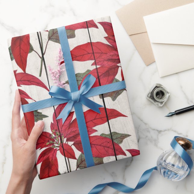 Elegantes hübsches Weihnachtsblumenmuster Geschenkpapier (Schenken)