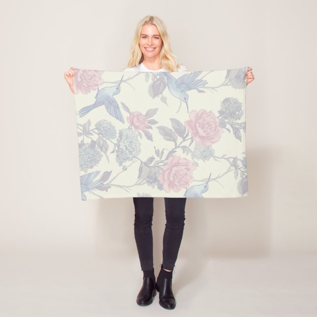 Elegantes Hummingbird & Floral Garden Muster Leere Fleecedecke (Beispiel)