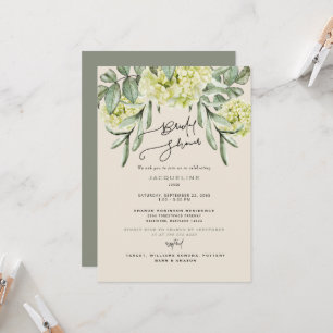 Elegantes Hydrangea Beige & Sage Brautparty Einladung