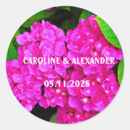 Elegantes Hydrangea Rosa Foto Blüten Runder Aufkleber
