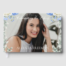 Elegantes Hydrangeen-Foto-Trauer-Gästebuch