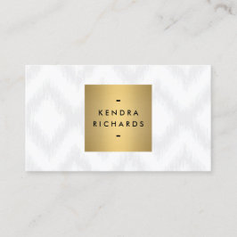 Elegantes Ikat-Muster mit Gold-Name-Logo Visitenkarte