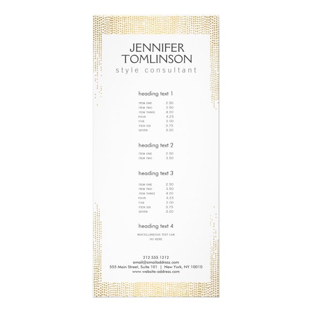 Elegantes Imitat Gold Confetti Dots Muster Werbekarte (Vorne)