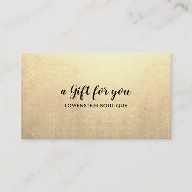 Elegantes Imitat Gold Foil Geschenkgutschein Rabattkarte (Vorderseite)