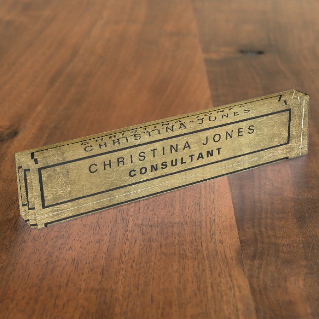 Elegantes Imitat Gold Foil Muster Corporate Busine Namensplakette (Seite)