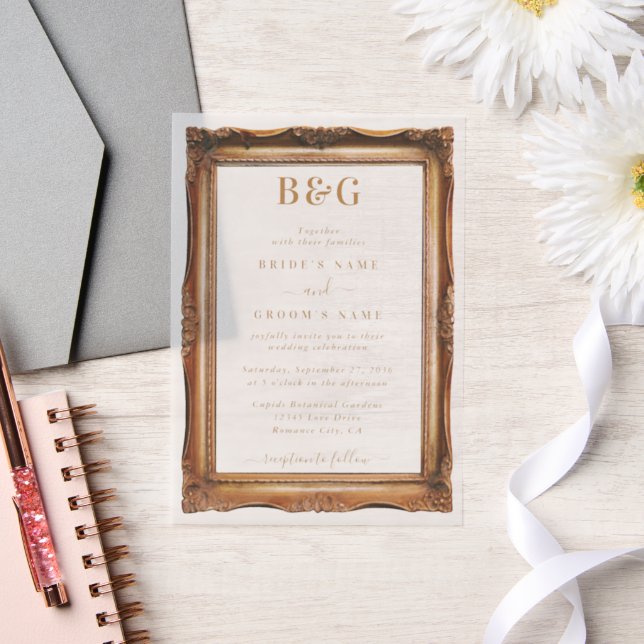 Elegantes Imitat Gold Frame Monogram Wedding Overl (Hochzeit)