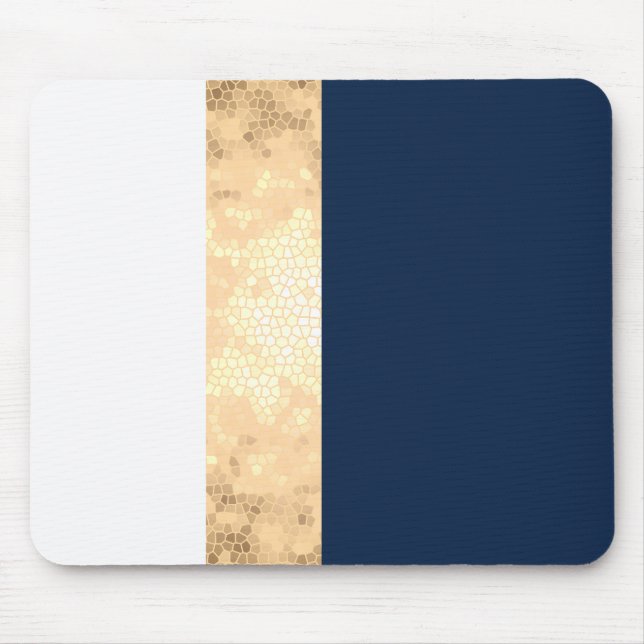 elegantes Imitat Gold, Marineblau, weiße Streifen Mousepad (Vorne)