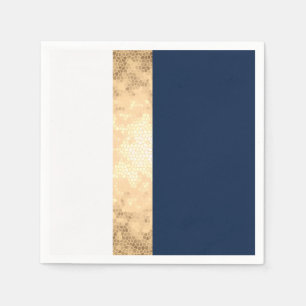 elegantes Imitat Gold, Marineblau, weiße Streifen Serviette