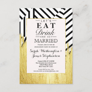 Elegantes Imitat Gold Paint Strokes & Stripes Must Einladung