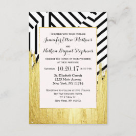 Elegantes Imitat Gold Paint Strokes & Stripes Must Einladung