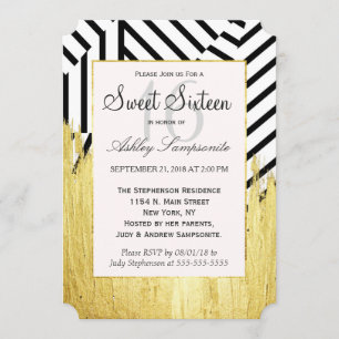 Elegantes Imitat Gold Paint Strokes & Stripes Must Einladung