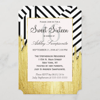 Elegantes Imitat Gold Paint Strokes & Stripes Must Einladung