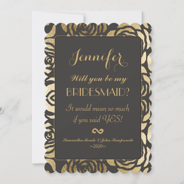 Elegantes Imitat-Goldblumenmuster Einladung (Vorderseite)