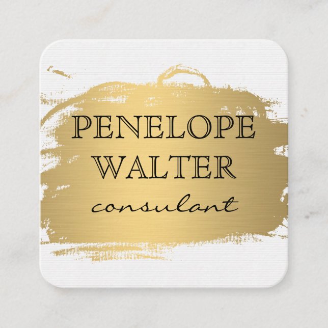 Elegantes Imitat Metallic Gold und Muster Quadratische Visitenkarte (Vorderseite)