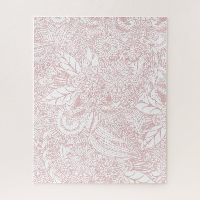 Elegantes Imitat Rose Gold Blumenmandala Design (Vertikal)