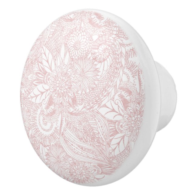 Elegantes Imitat Rose Gold Blumenmandala Design Keramikknauf (Rechts)
