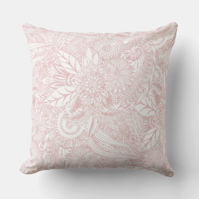 Elegantes Imitat Rose Gold Blumenmandala Design Kissen (Vorderseite)