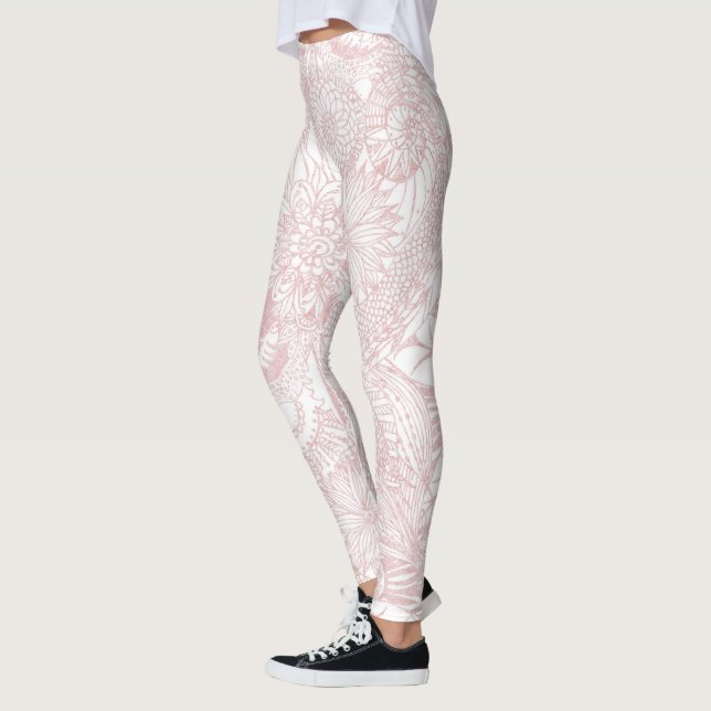 Elegantes Imitat Rose Gold Blumenmandala Design Leggings (Links)