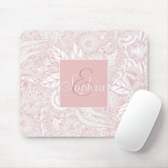 Elegantes Imitat Rose Gold Blumenmandala Design Mousepad (Mit Mouse)