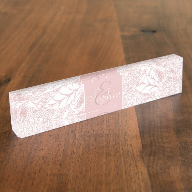 Elegantes Imitat Rose Gold Blumenmandala Design Namensplakette (Seite)