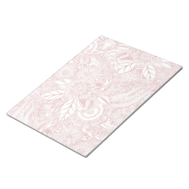 Elegantes Imitat Rose Gold Blumenmandala Design Notizblock (angewinkelt)